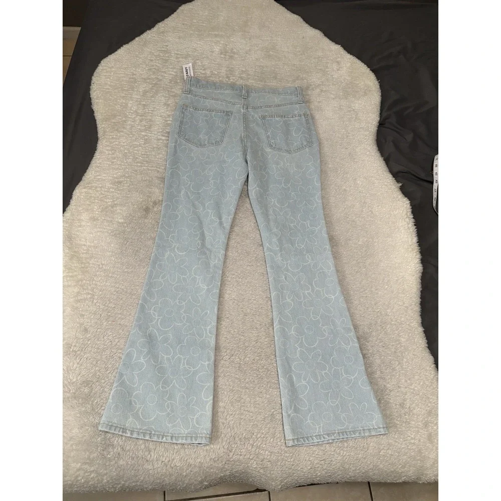 New Old Navy Girls‎ 14 High Rise Flare Jeans Floral Pants Stretch Western